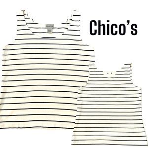 Chico’s Sz M White / Navy Striped Tank